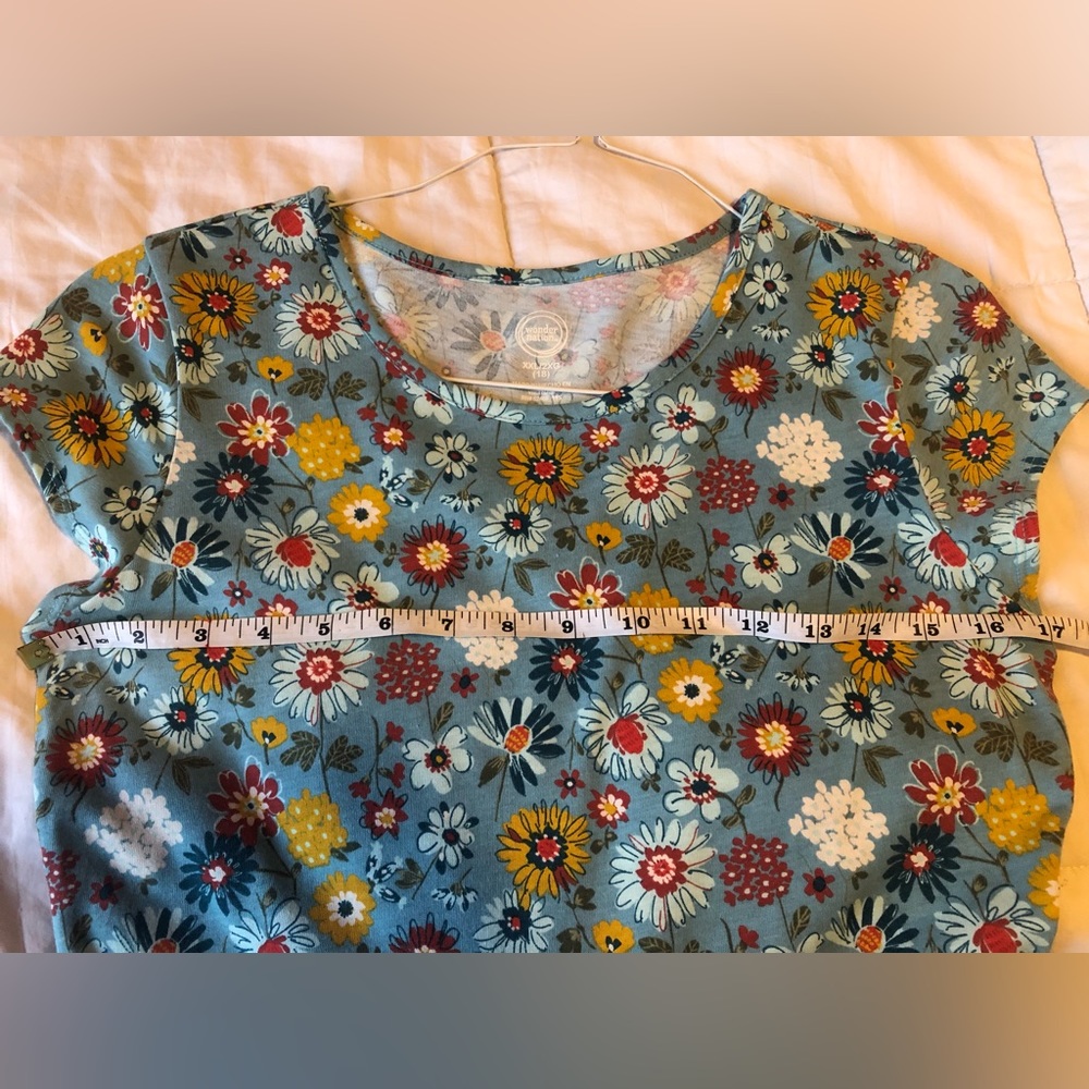 Wonder Nation Blue Floral Cap Sleeve Dress - Size 2XL (Juniors) - Picture 5 of 6